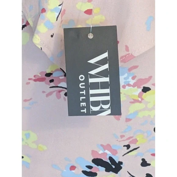 WHBM Floral Ruffle Blouse Pink Sleeveless V Neck Top Size 12 NWT Fairy Feminine - Picture 7 of 11